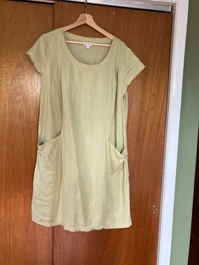 J. Jill Light Green Linen Pocket Midi Dress